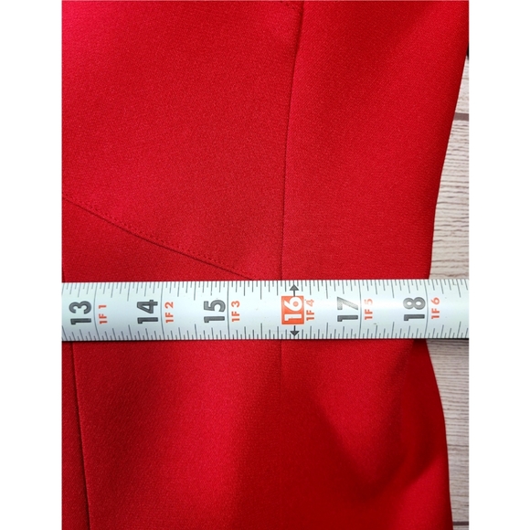 Jacqueline Ferrar Womens Red Blazer Skirt Suit Size 16 Gold Buttons Grandmacore - Picture 9 of 16